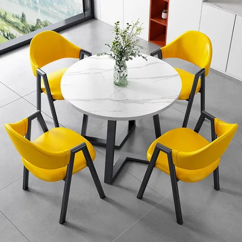 Vista 16 de YVYKFZD Office Reception Room Club Table, Round Conference Table, Simple Kitchen Dining Table Set with Metal Legs, Small Conference Room Table and