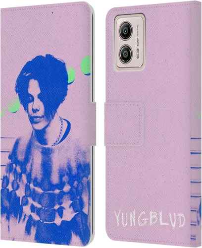 Vista 10 de Head Case Designs Officially Licensed Yungblud Face Graphics Leather Book Wallet Case Cover Compatible with Motorola Moto G53 5G