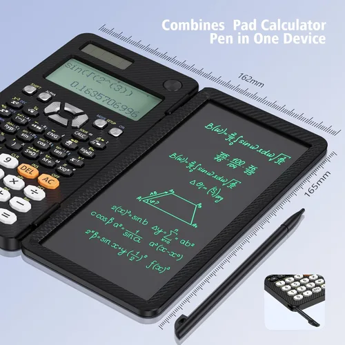 Vista 3 de Calculadora científica recargable ROATEE 991ES MAX, CalcNote Multivista de 4 líneas con pantalla LCD, bloc de notas de escritura plegable portátil