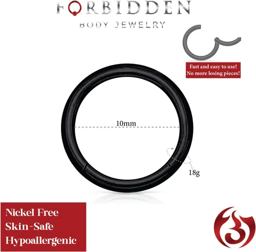 Vista 26 de Forbidden Body Jewelry - Piercing para la nariz de acero quirúrgico 316L con bisagra, 14G, 16G, 18G, diámetro de 15/64, 5/16, 25/64, 15/32 pulgadas