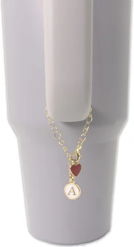 Vista 2 de Accesorios de dije de letra para taza Stanley Cup/Simple Modern Tumbler, dije de letra inicial personalizado en forma de corazón para asa de taza