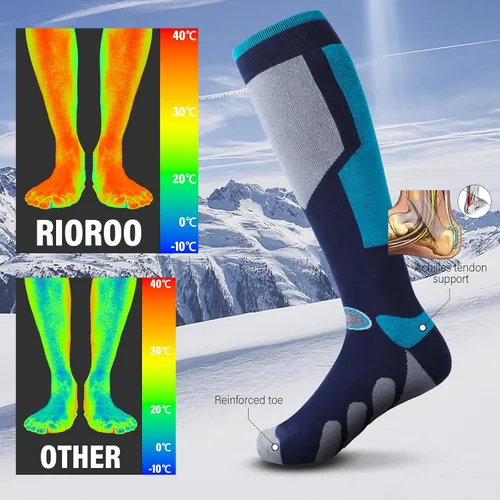 Vista 2 de RIOROO Calcetines de esquí, 23 pares de esquí, snowboard, calcetines deportivos al aire libre para hombres y mujeres jóvenes, calcetines térmicos
