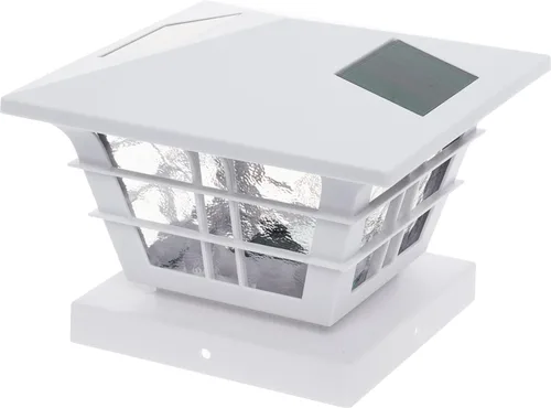 Vista 5 de GreenLighting Adaptador de base 4x4 con luz solar para postes 5x5, se adapta a postes de PVC de 5 pulgadas y 4 pulgadas., Blanco