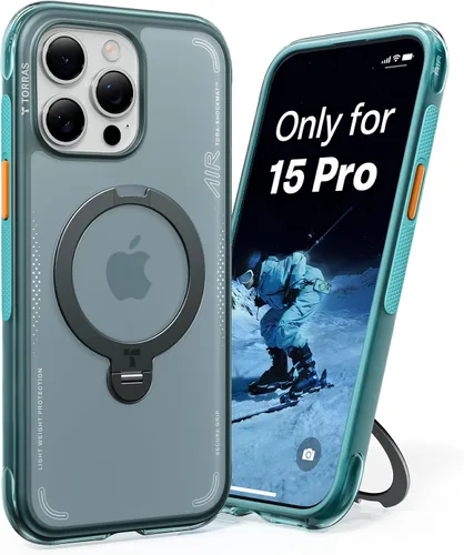 Vista 20 de TORRAS Ostand Q3 Air - Funda para iPhone 17 Pro con soporte magnético de 360°, compatible con MagSafe, probada contra caídas de grado mil, botón