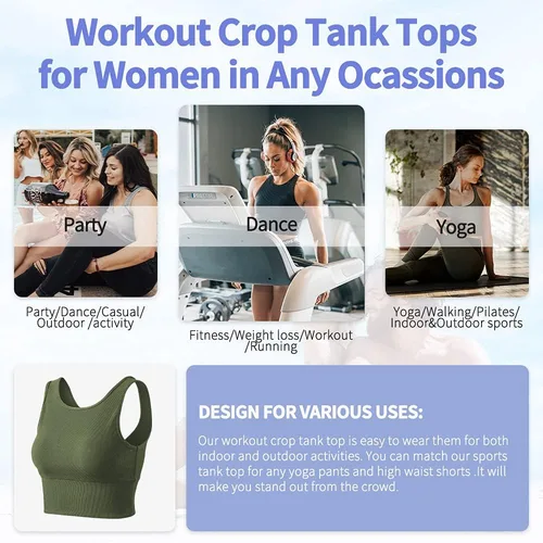 Vista 5 de Camisetas para mujer, sin mangas, acanaladas, cómodas y lisas, reversibles, para entrenamiento, deportes, acondicionamiento físico, yoga