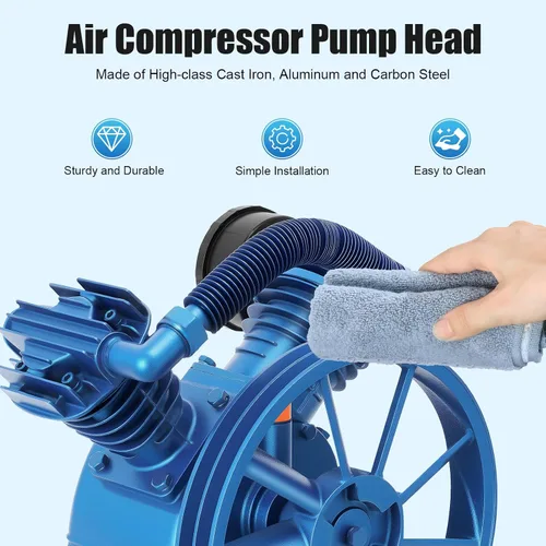 Vista 5 de Cabezal de bomba de compresor de aire de doble cilindro de 175PSI 5.5HP, 21CFM V Tipo Doble Etapa Universal de Bajo Consumo de Energía Motor