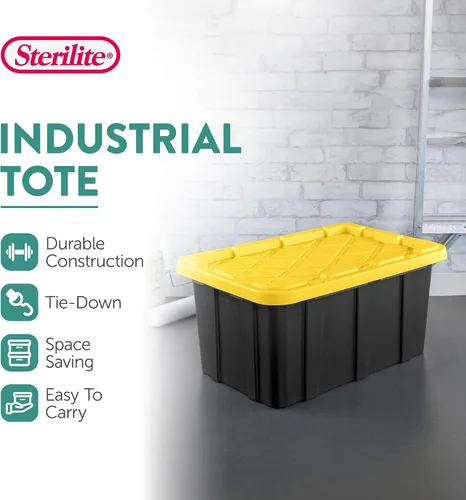 Vista 2 de Sterilite Paquete de 6 contenedores industriales, contenedores de almacenamiento de plástico con tapas, 17 galones, contenedores organizadores