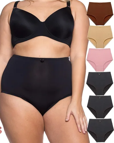 Vista 2 de Barbra Lingerie Paquete múltiple de bragas de cintura alta para mujer, talla S a 5XL