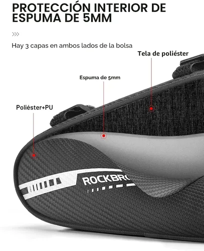 Vista 3 de ROCKBROS Bolsa de bicicleta Bolsa de marco de bicicleta Bolsa de almacenamiento triangular para bicicleta Bolsa de accesorios de bicicleta Paquete