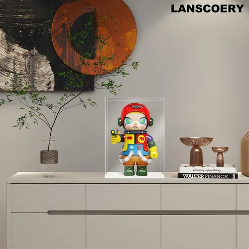 Vista 2 de LANSCOERY Caja de exhibición acrílica, caja de exhibición para armar para coleccionables, con diseño de exhibición a prueba de polvo y sin costuras