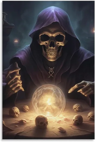 Vista 31 de HHGaoArt Lienzo gótico para pared, póster de fantasmas de Halloween, imagen espeluznante en lienzo