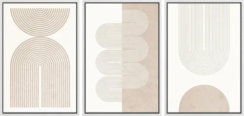 Vista 156 de SIGNWIN Lienzo enmarcado para pared, juego de arte abstracto de serenidad costera, ilustraciones abstractas junto al mar, arte moderno, decorativo