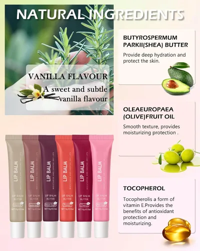Vista 2 de Bálsamo labial mantequilla vainilla, aceite hidratante de brillo de labios transparente, hidratante para el cuidado de los labios 01#