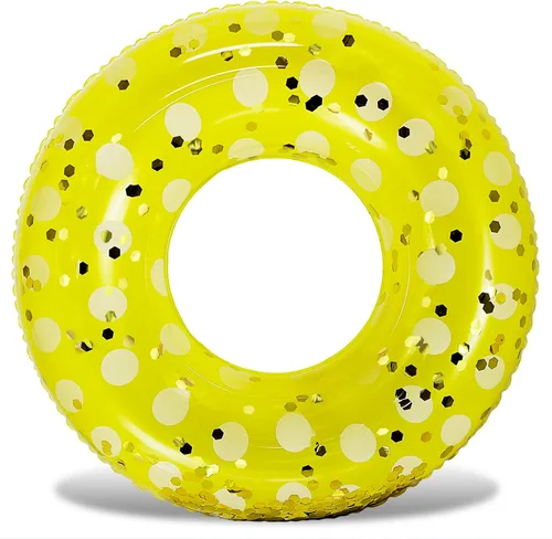 Vista 10 de POZA Flotador de Tubo Inflable para Piscina – Anillo de natación de confeti brillante, Tubo Inflable de Servicio Pesado Resistente a los Rayos UV