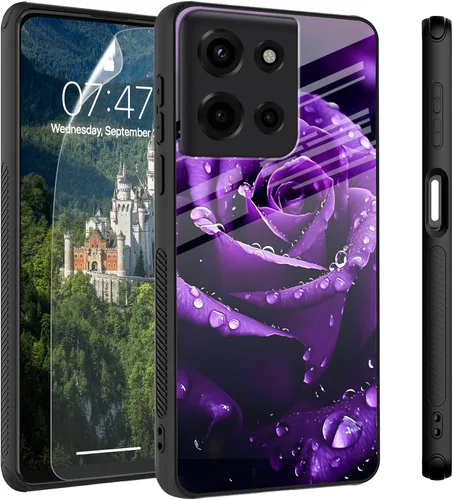 Vista 15 de Funda para Motorola Moto Edge 2022, cubierta trasera de vidrio templado con protector de pantalla, funda protectora a prueba de golpes para Motorola