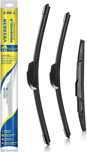 Vista 31 de Paquete de 3 plumas limpiaparabrisas delanteros y traseros para automóviles, calidad original de fábrica, 20 pulgadas, 20 pulgadas, 12 pulgadas