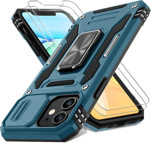 Vista 77 de DEERLAMN Funda para iPhone Air de 6.5 pulgadas con cubierta deslizante para cámara + protector de pantalla (2 paquetes), soporte de anillo giratorio