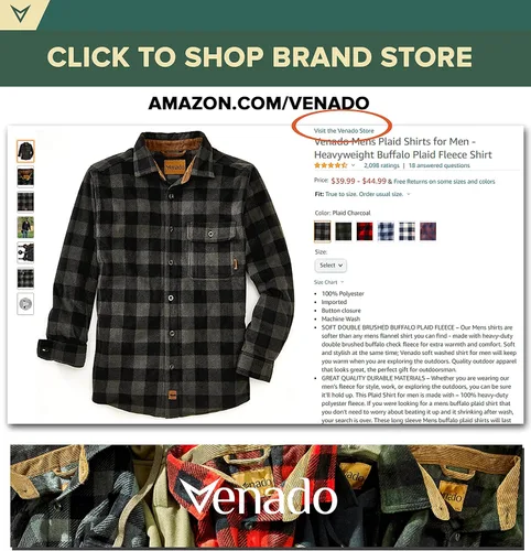 Vista 6 de Venado - Camisas de vellón con cuadros escoceses para hombre, suaves y pesadas