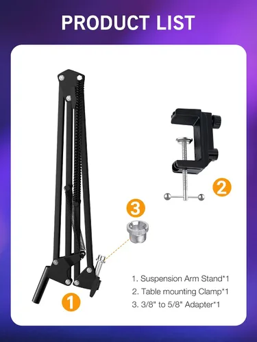 Vista 6 de SUNMON - Soporte y brazo de micrófono SoloCast, brazo de suspensión ajustable, brazo de tijera, compatible con HyperX SoloCast 2 & 1 Micrófono