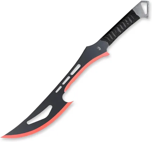 Vista 6 de Espada Ninja de acero inoxidable con vaina, cuchillo táctico de artes marciales para exteriores Rojo