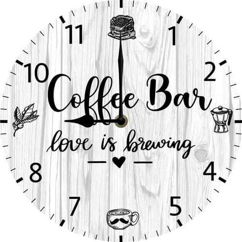 Vista 9 de Reloj de pared para cafetería, decoración de pared, funciona con pilas, sin tictac, cuarzo silencioso, analógico, rústico, rústico, reloj redondo