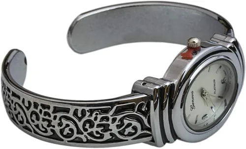 Vista 4 de Ginebra W9132 - Reloj de pulsera con bisagras para mujer, diseño oxidado, esfera blanca, Blanco, Moderno