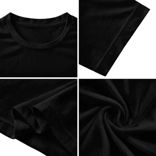 Vista 3 de Camisa unisex clásica cómoda para hombre y mujer, camisa de algodón de manga corta, color negro
