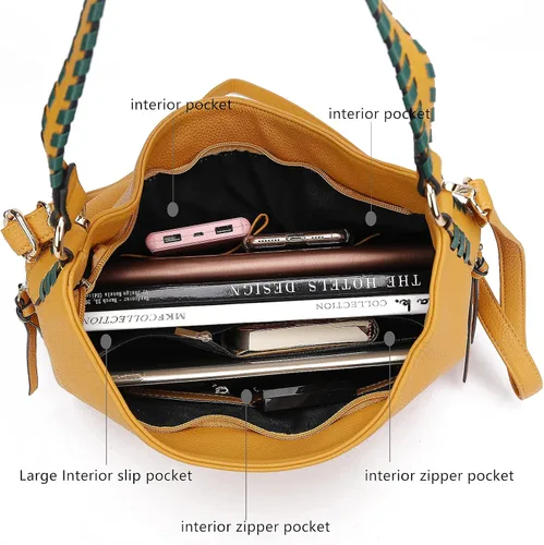 Vista 6 de MKF - Bolso de mano de piel sintética suave para mujer, bolso de hombro con asa superior de moda