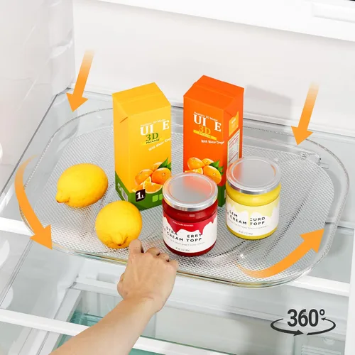 Vista 5 de Heartspin Lazy Susan para organizadores y almacenamiento de refrigerador, 14.56 x 11 pulgadas, organizador transparente para cocina, gabinete