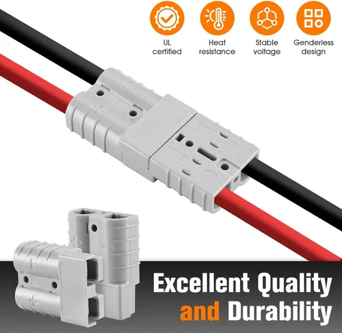 Vista 8 de 4 unidades de baterías de calibre 6-8 de 50 amperios de conexión y desconexión rápida con cubierta a prueba de polvo, kit de conector de enchufe