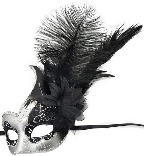 Vista 3 de Máscara de disfraz de plumas para mascarada de Halloween, Mardi Gras, máscara de fiesta de cosplay