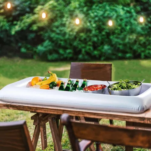 Vista 10 de Efavormart - Enfriador de bebidas inflable con temática de los años 80, contenedor de bebidas para fiesta en la piscina, 24 x 12 pulgadas