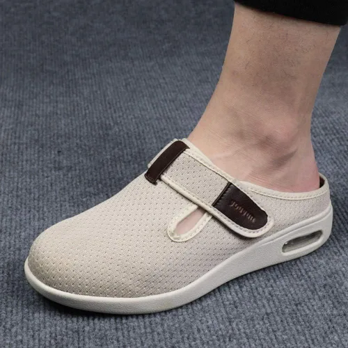Vista 7 de Orthoshoes Sandalias planas para diabéticos para mujer, con edema ajustable, pantuflas de espuma viscoelástica extra anchas fáciles de poner