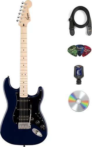 Vista 12 de Fender Squier Sonic Stratocaster HSS - Paquete negro con amplificador Frontman 10G, afinador, correa, cable, púas y DVD de guitarra Austin Bazaar
