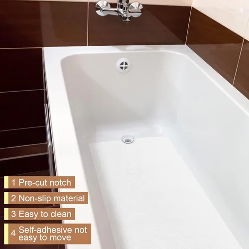 Vista 5 de Amylove 2 rollos de 16 x 40 pulgadas, tapete adhesivo antideslizante transparente para bañera con drenaje recortado antideslizante tapete de baño