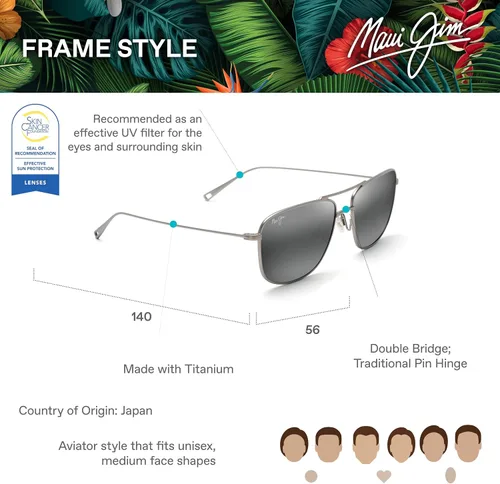 Vista 17 de Maui Jim mens Mikioi W/Patented Polarizedplus2 Lenses Square Sunglasses