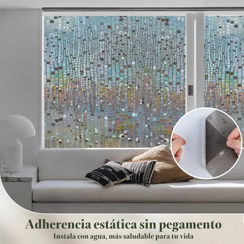 Vista 4 de Película de privacidad para ventana, películas de vidrio manchado para ventana 3D arco iris decorativas, adhesivo estático, tinte de ventana Arco