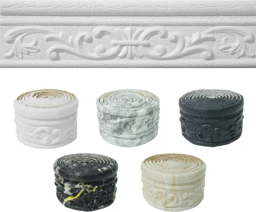 Vista 14 de Moldura de espuma autoadhesiva de 90 x 3.1 pulgadas, borde de papel tapiz de moldura de corona, líneas de bordes de pared 3D, base de pared