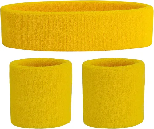 Vista 59 de ONUPGO - Conjunto de diadema y muñequeras deportivas para el sudor, hechas de algodón con bucles, muñequeras, contra humedad