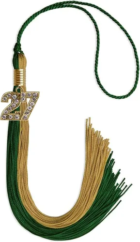 Vista 208 de Endea Graduation Borla de doble color con dije dorado (negro/oro brillante, 2022)