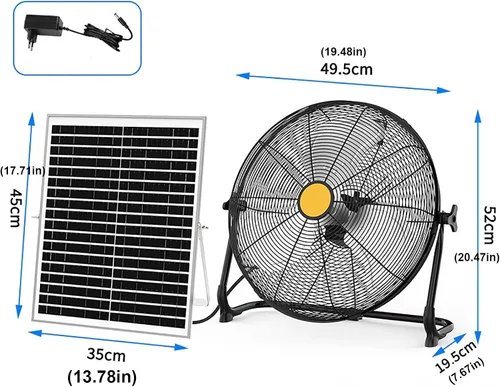Vista 6 de Portable Camping Fan, Solar Fan, Solar Powered Fan, Oscillating Floor Fan, For Outside,Travel,Chicken Coop,Dog