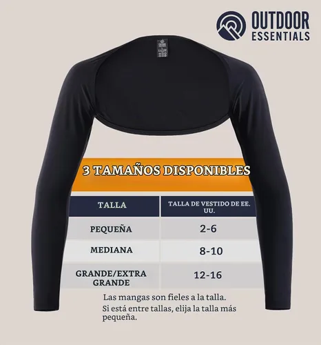 Vista 6 de OutdoorEssentials Mangas de brazo para mujer – Chal de golf UV con mangas – Bolero de entrenamiento – Medias de brazo para protección solar Negro