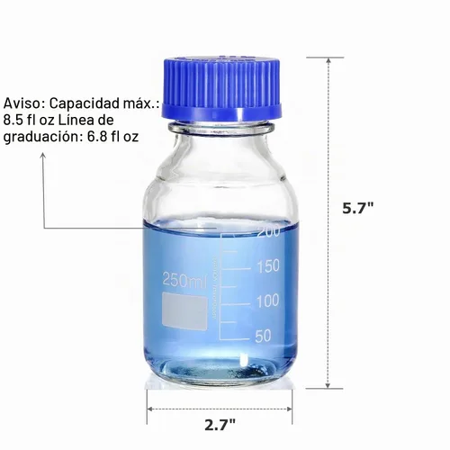Vista 2 de Yopay Paquete de 10 botellas de almacenamiento multimedia con tapa de rosca azul GL45, botella de vidrio reutilizable de 8.5 fl oz, recipiente