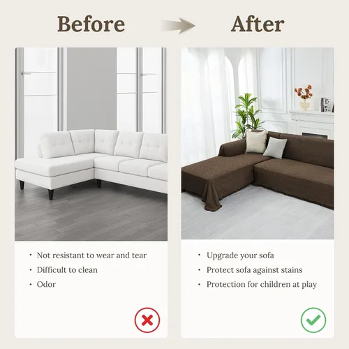 Vista 4 de HOMERILLA - Fundas de sofá seccional para sofá seccional, cobija de sofá en forma de L, 2 piezas, protector de muebles en forma de L para mascotas