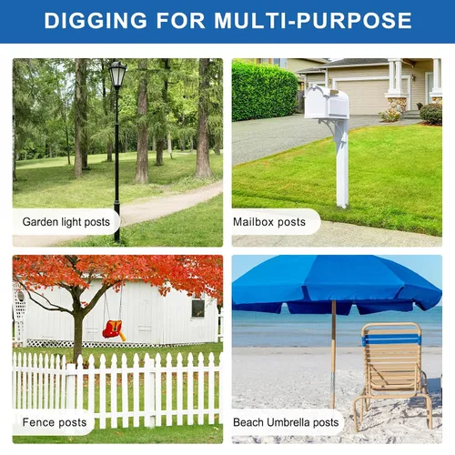 Vista 7 de Juego de 4 brocas de taladro de jardín para plantar, 1.6 x 9 pulgadas, 2 x 16 pulgadas, 3 x 12 pulgadas, 3.5 x 16 pulgadas, excavadora de agujeros
