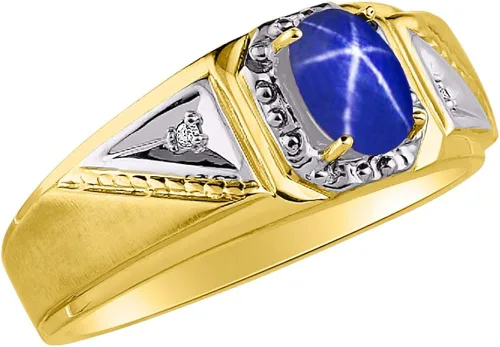 Vista 3 de Rylos Anillos para hombre oro amarillo de 14 quilates clásicos de 0276 x 0197in piedras preciosas ovaladas y auténticas brillantes de diamante