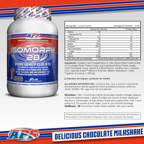 Vista 2 de APS Nutrition Isomorph 28 Batido de chocolate, 2 libras