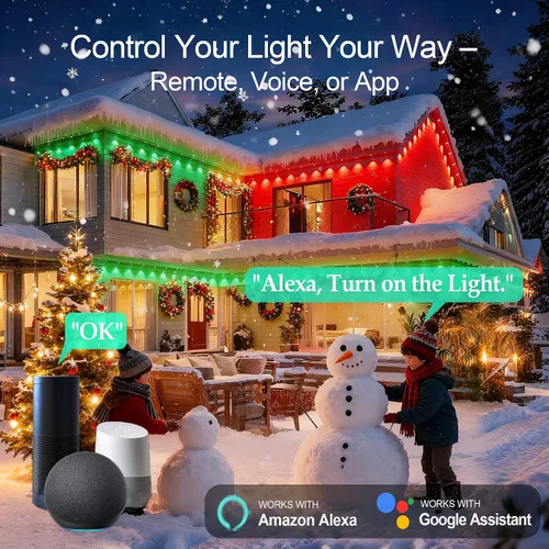 Vista 5 de Luz exterior permanente de 50 pies con 36 luces LED, luces de tejado inteligentes RGB que cambian de color, luces exteriores impermeables