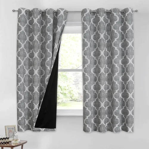 Vista 30 de Beauoop Cortinas 100% Opacas de 45 Pulgadas de Largo, 2 Paneles para Dormitorio, Sala de Estar, Gris Aqua Marroquí Geométrico, Oscurecimiento