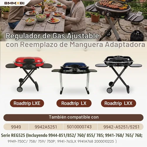 Vista 2 de Roadtrip Swaptop - Regulador de parrilla con adaptador de propano de 5 pies